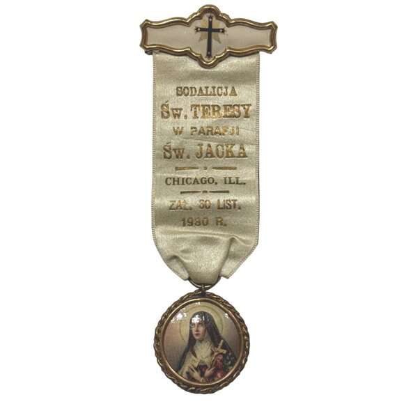 Unbranded Other - St Therese Lisieux Ribbon Image Vintage Polish Sodality St Hyacinth Chicago